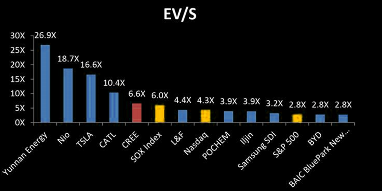 EV stocks and their high sales multiples 